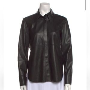 Nanushka Naum Shirt in Black Vegan Leather ASO Kourtney Kardashian